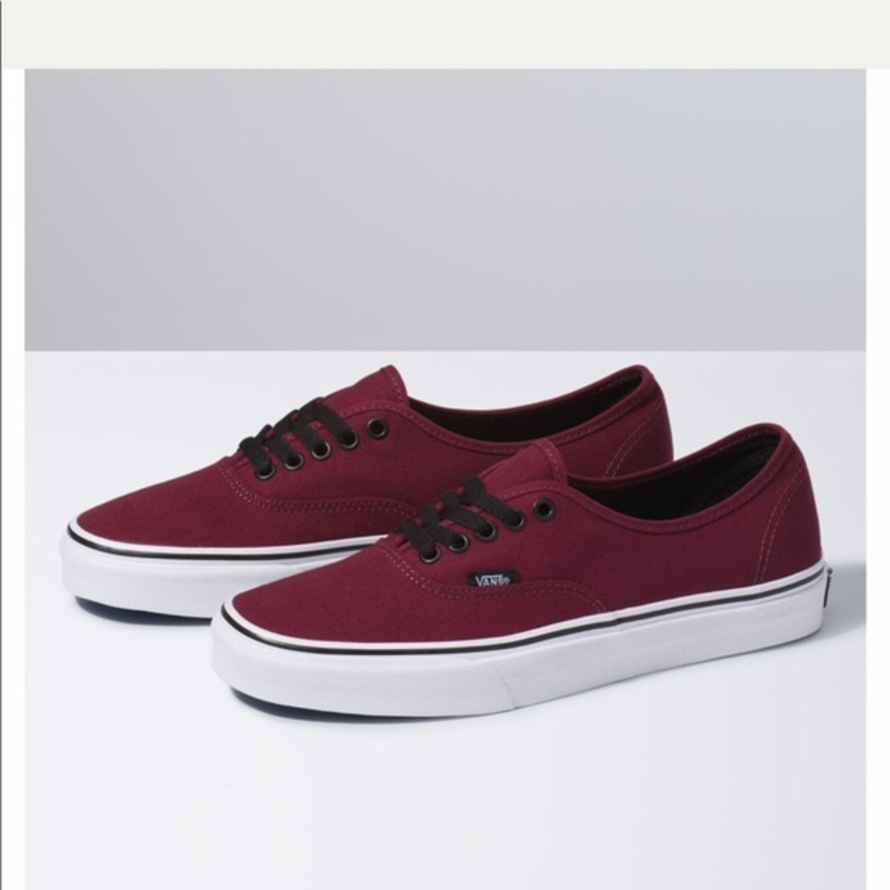 Maroon Vans off the Wall shoes